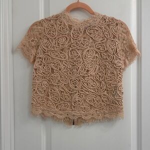 Zara Tan Lace Blouse